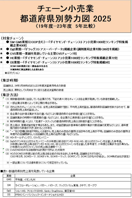 小売業都道府県別勢力図2025【Excel版】GMS・SM基本版+DgS
