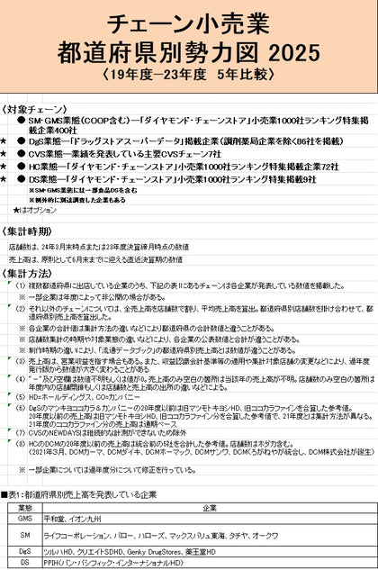 小売業都道府県別勢力図2025【Excel版】GMS・SM基本版+DgS+CVS+HC+DS